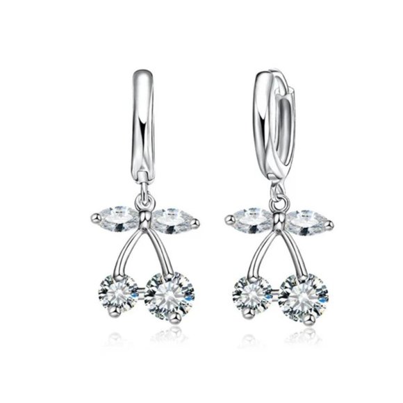 ❤️ NEW 💎 Chain Earrings Necklace Set Bundle Heart 925 Sterling Silver Cherry - Picture 3 of 4